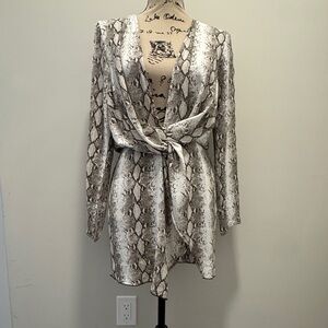 JLUXLABEL Brown and White Snakeskin Dress